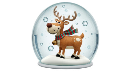 Isolated Cartoon Reindeer in Snow Globe