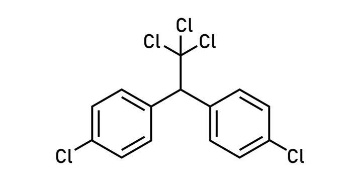 chemical structure of Dichlorodiphenyltrichloroethane DDT.
