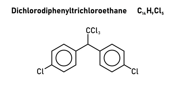 chemical structure of Dichlorodiphenyltrichloroethane DDT.