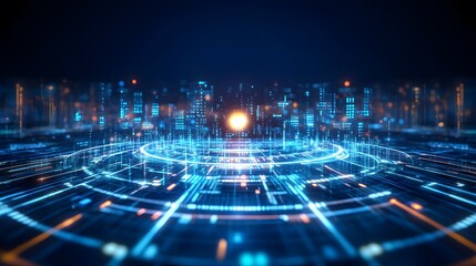 Futuristic Smart City Digital Network Interface