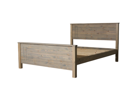 Wooden bed frame with isolated on transparent background png.