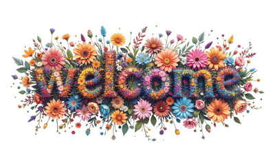 Word Welcome tex form white background 