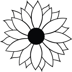 Detailed sunflower illustration with large petals for coloring fun