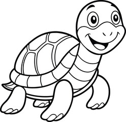 Happy turtle coloring page for kids and adults