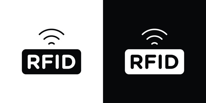RFID icons. minimal single flat icon for application in black and white