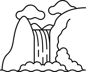 Serene waterfall landscape scene for coloring fun