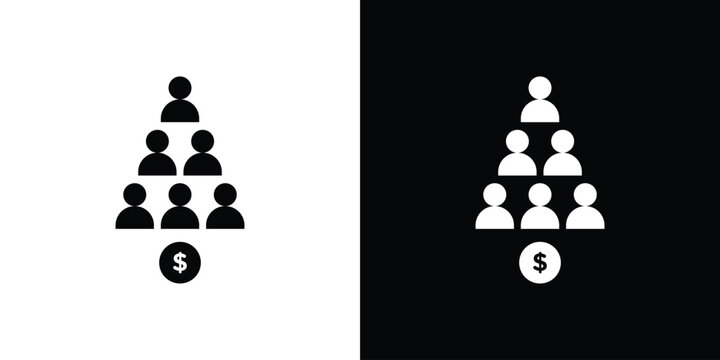 Ponzi scheme icons. minimal single flat icon for application in black and white