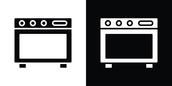 Oven icons. minimal single flat icon for application in black and white