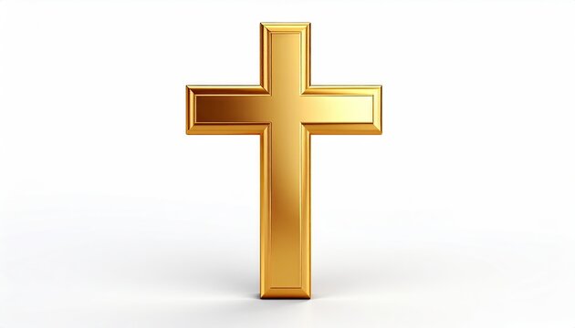 Gold cross on white background (2)