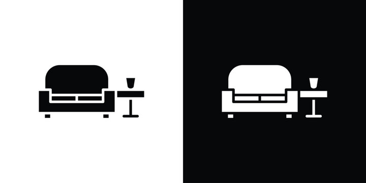 Lounge icons. minimal single flat icon for application in black and white