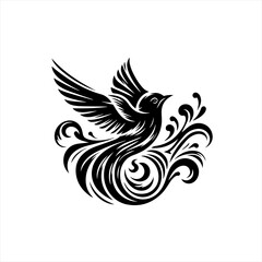 A bird flying with flourish