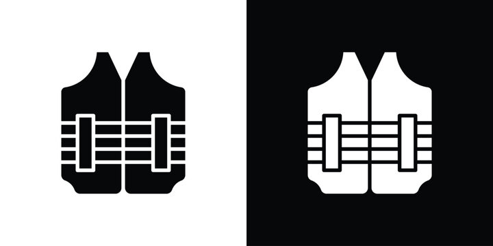 Lifejacket icons. minimal single flat icon for application in black and white