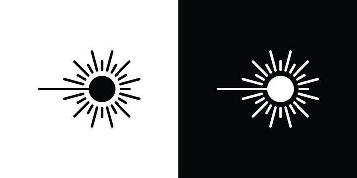 Laser beam icons. minimal single flat icon for application in black and white