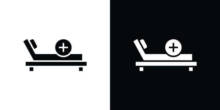 Hospital bed icons. minimal single flat icon for application in black and white