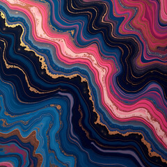 Obraz premium Bold swirling patterns of navy and fuchsia blending in a modern abstract masterpiece