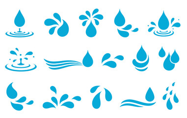 Water drops, splash and wave, moisture raindrop silhouettes