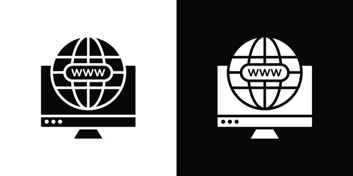 Domain icons. minimal single flat icon for application in black and white