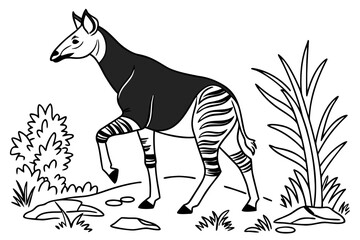 coloring page line art the okapi black vector © ofel