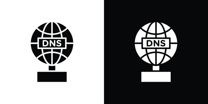 DNS icons. minimal single flat icon for application in black and white
