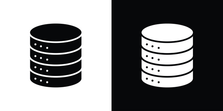 Cylinder database icons. minimal single flat icon for application in black and white