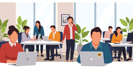 Diverse team of professionals working collaboratively in a modern office setting. Ideal for websites, presentations, and marketing materials.