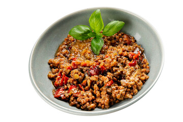Lentil dish vegetables and roasted peppers savory vegetable fresh vegetarian and vegan food gourmet food background on the table rustic food top view copy space keto and paleo diet