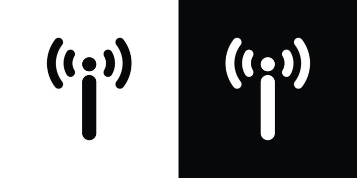 Antenna icons. minimal single flat icon for application in black and white