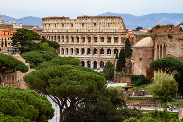 A view of the Roman Colosseum from the Palatine hill.