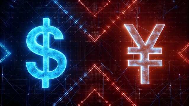 Global Currency Exchange Rates and Financial Market Trends Concept