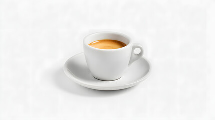 Classic White Ceramic Espresso Cup with Handle on Plate, Ideal for Coffee Lovers and Stylish Dining Experiences