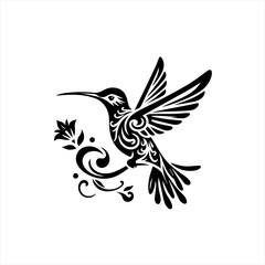 Obraz premium Hummingbird with floral design