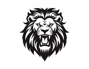 simple lion head roaring mascot logo