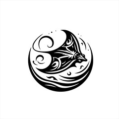 Manta ray in a circle isolated