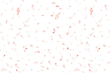 Abstract Coral Music Notes Scattered on Black Background: Festive, Playful Design