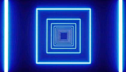 Neon blue squares tunnel effect