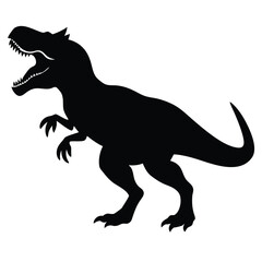 Fototapeta premium Black dinosaur silhouette roaring tyrannosaurus