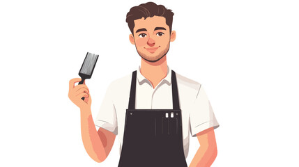 Professional male hairdresser in black apron