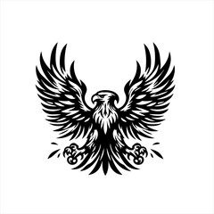 Obraz premium An eagle with outstretched wings is isolated on white background