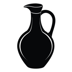 Black pitcher with handle and spout white
