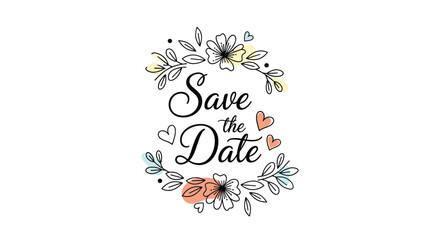 Beautiful floral design announces save the date for wedding celebration and special event announcement