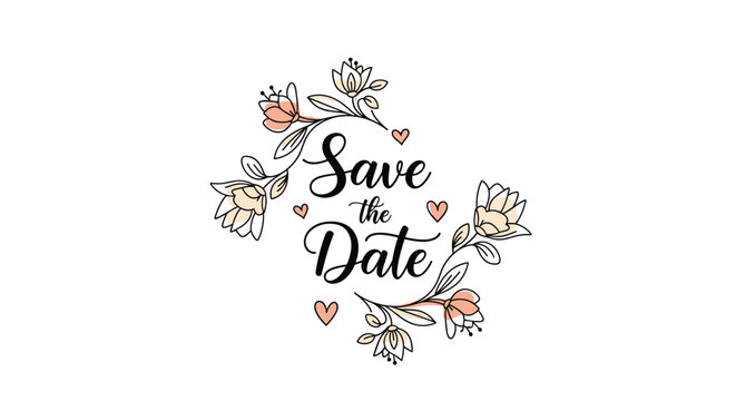 Elegant floral save the date wedding invitation announcement