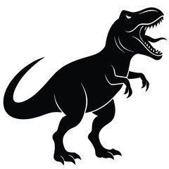 Obraz premium Roaring tyrannosaurus silhouette dinosaur black