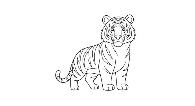 Stunning outline tiger drawing for artistic projects and creative designs featuring a majestic feline