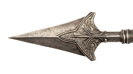 Intricately Designed Antique Spearhead with Engraved Metalwork Details