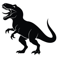 Stylized black tyrannosaurus roaring dinosaur silhouette