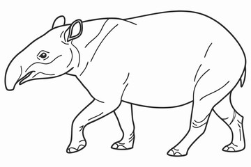 coloring page line art the tapir black vector