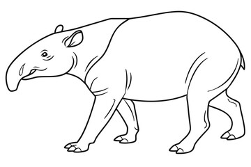 coloring page line art the tapir black vector