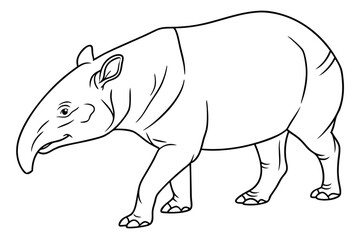 coloring page line art the tapir black vector