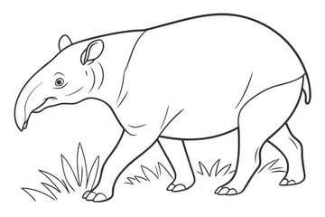 coloring page line art the tapir black vector