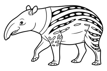 coloring page line art the tapir black vector